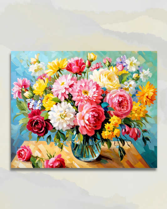 Bouquet de Pivoines et Dahlias Colorés