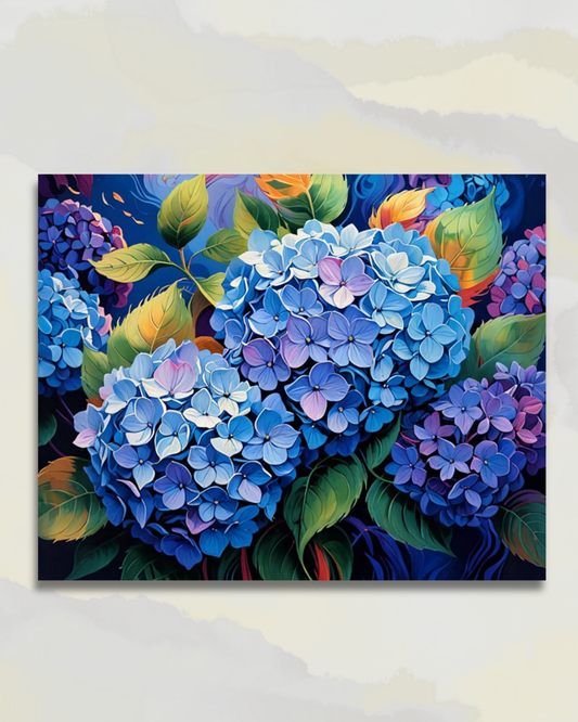 Bouquet d'Hortensias Bleus et Mauves